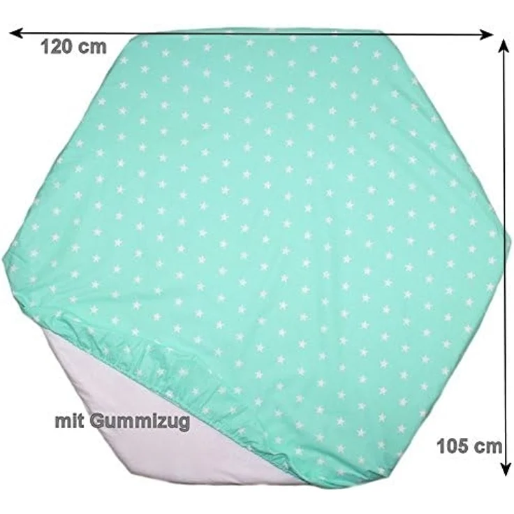 Spannbettlaken für 6-eck Laufgitter Matratze 120x105 cm Baby Kinder Laufstall Baumwolle D35 – Bild 3