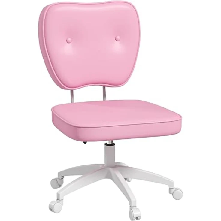 Vinsetto Bürostuhl Höhenverstellbarer Schreibtischstuhl, Drehstuhl mit Rollen (Chefsessel, 1 St), bis 120kg Belastbar, Rosa – Bild 1