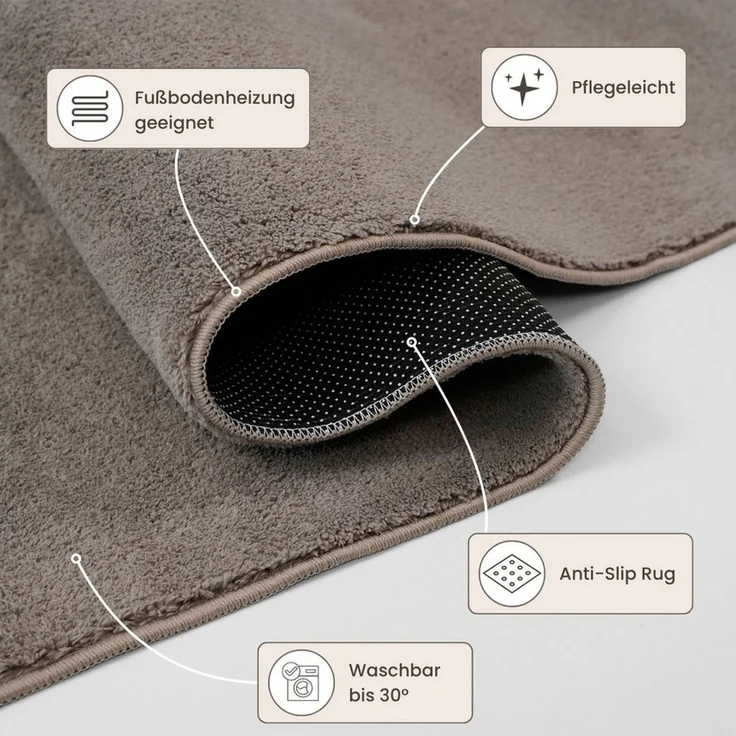 Vimoda Teppich Cozy Kurzflor Teppich – Angenehm warm & weich, waschbar & rutschfest, Rechteck, Höhe: 10 mm, Fellteppich Uni, Wohnzimmer, Schlafzimmer, kinderzimmer – Bild 3