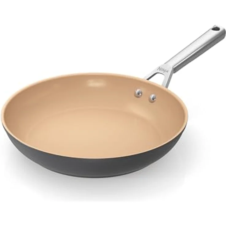Ninja Extended Life 26cm Keramik-Bratpfanne, Pfanne antihaftbeschichtet (ohne PFAs, PFOAs, Blei oder Cadmium), geeignet für Induktion, Edelstahlgriff, Ofenfest bis 285 °C, Terrakotta & Grau, CW90026DE – Bild 2