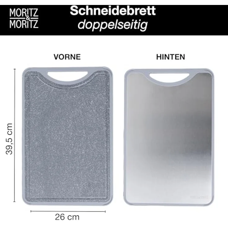 Moritz & Moritz Schneidebrett Multifunktionales Schneidebrett, Edelstahl / Kunststoff, Spülmaschinengeeignet, 39,5 x 26 cm – Bild 2