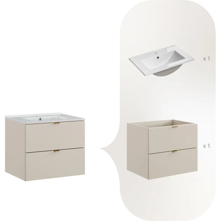 99rooms Dalina Unterschrank Kaschmir 60 cm mit Waschbecken – Bild 3