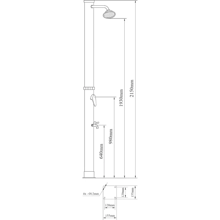 Solardusche Frerievn mit Fußdusche 215 cm 18L [casa. pro] – Bild 5