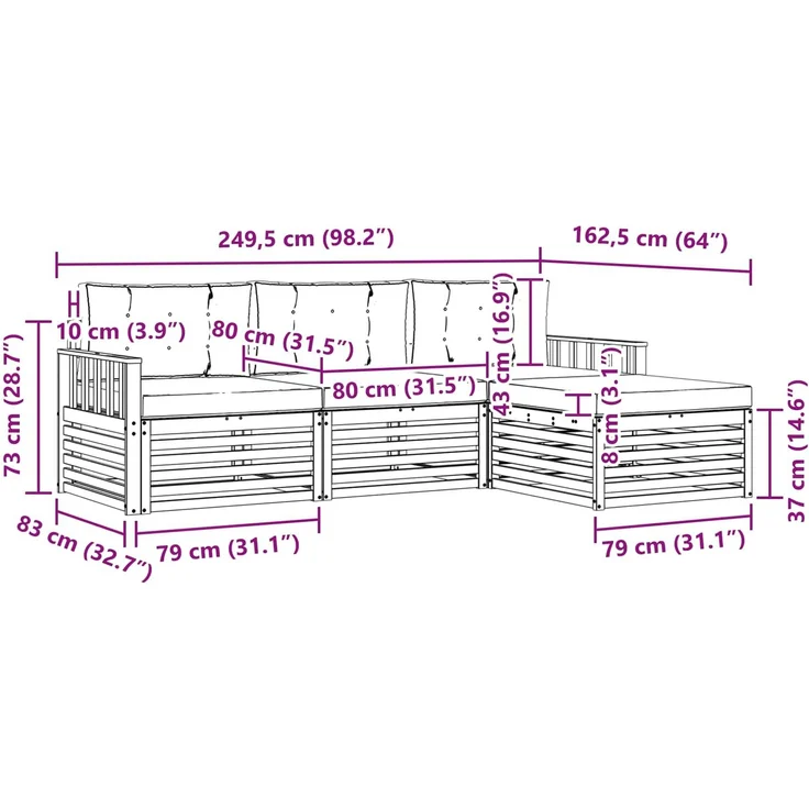 vidaXL Outdoor-Sofagarnitur 4 stk. 4-Sitzer Weiß und Anthrazit 3390277 – Bild 8