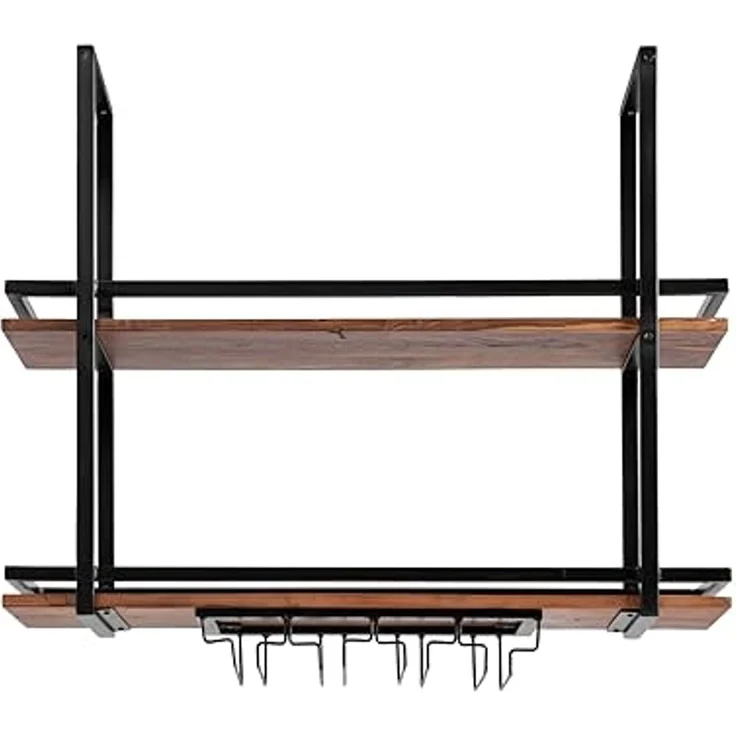 Hängeregal massivum Aro 100x80x25 cm Metall-Holz braun Deckenregal mit Glashalter Küchenregal Barregal Industrial Design – Bild 5
