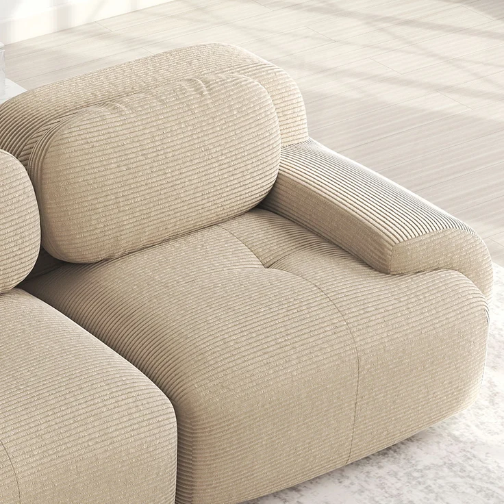 4-Sitzer Ecksofa mit 32D hochelastischer Polsterung,rutschfest mit Chaiselongue extra-breite Armlehnen frei kombinierbar ohne Montage für Büro Wohnzimmer und Heimkino,Beige, – Bild 7