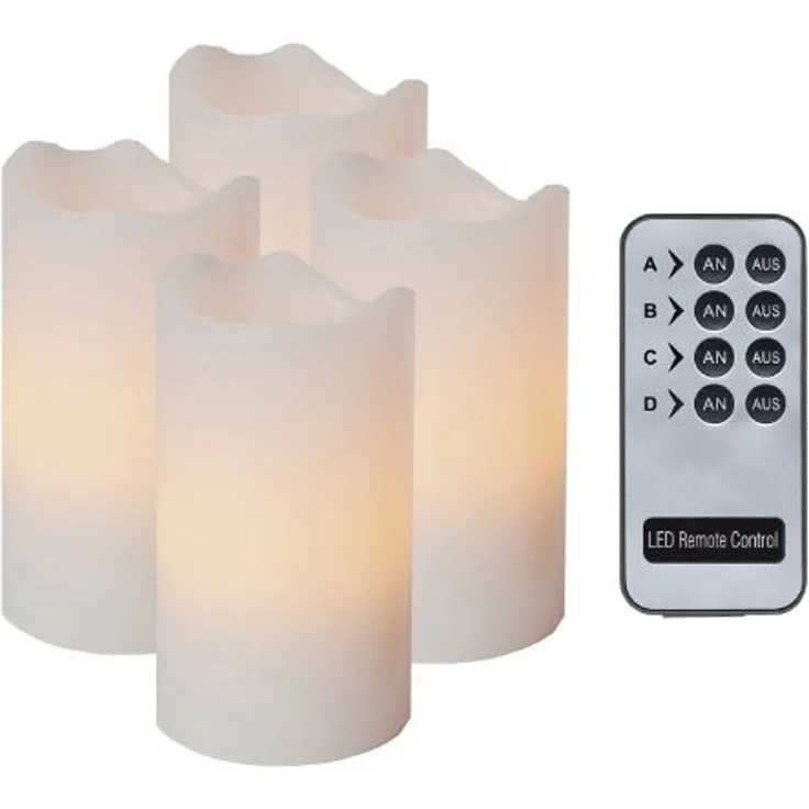 LED Kerzen -Advent mit Timer, Fernbedienung, 10cm, weiß, 4er-Set – Bild 2