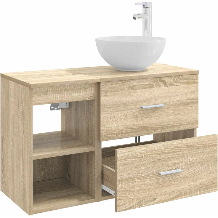 vidaXL Badezimmerschrank-Set 2 stk. Sonoma-Eiche 79,5 x 35 x 80 cm 3403866 – Bild 4