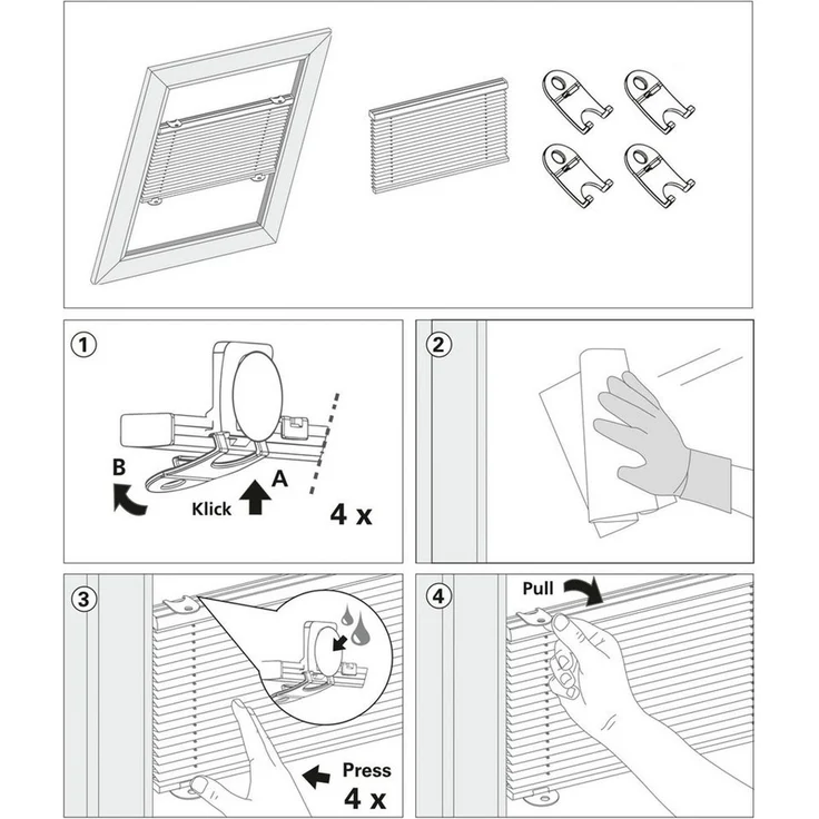 GARDINIA Solo Dachfenster-Plissee ohne Bohren, Mit Saugnäpfen, Blickdichtes Falt-Rollo, Inkl. aller Montage-Teile, Weiß, 59,3x100 cm – Bild 3