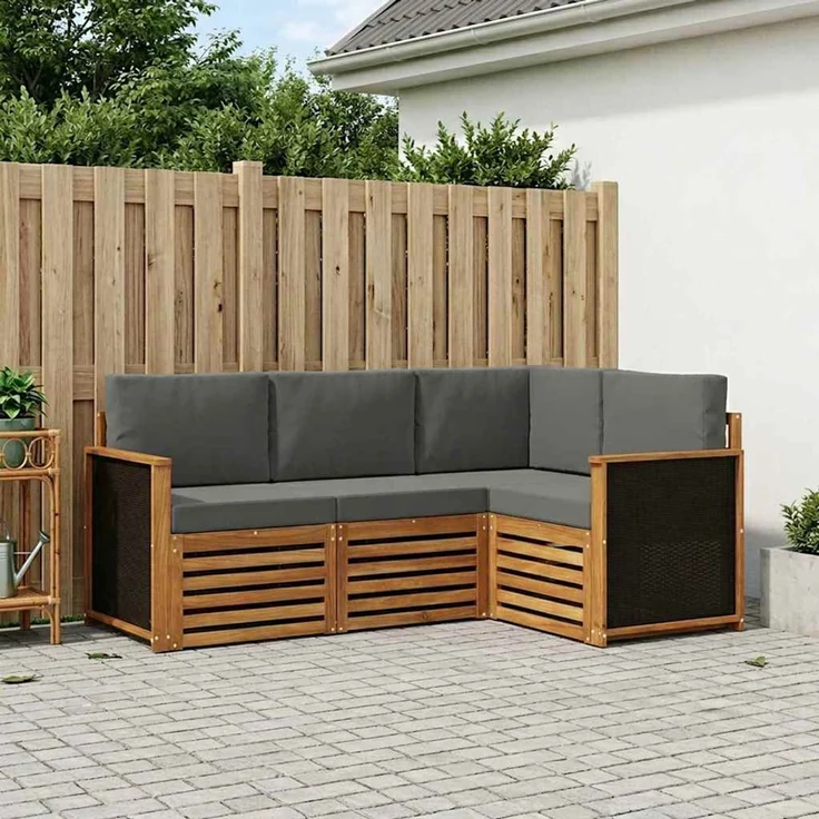 vidaXL Outdoor-Sofagarnitur 4 stk. 4-Sitzer Natur und Anthrazit 3384283 – Bild 1