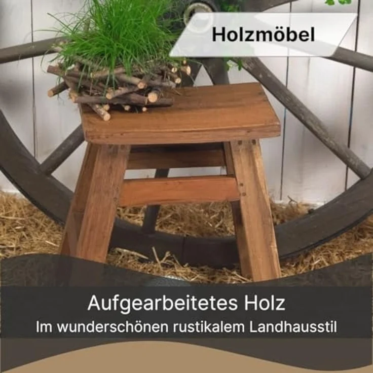 Hocker HOCKER Noah 50 Recyclingholz massiv naturfarben – Bild 3