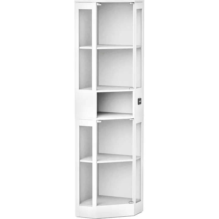 Glasvitrine 57 x 40 x 165 cm aus MDF und Glas mit LED-Beleuchtung in Weiß – Bild 6