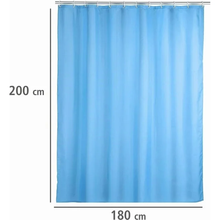 WENKO UNI Duschvorhang 180 x 200 cm, Blau, waschbar – Bild 5