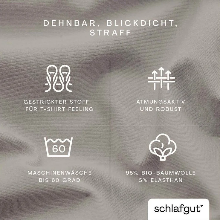 Schlafgut 'PURE TOPPER' Spannbettlaken, für Topper bis 10 cm Höhe, Sand Mid, M 120x200cm - 130x220cm, 100% Bio-Baumwolle – Bild 3