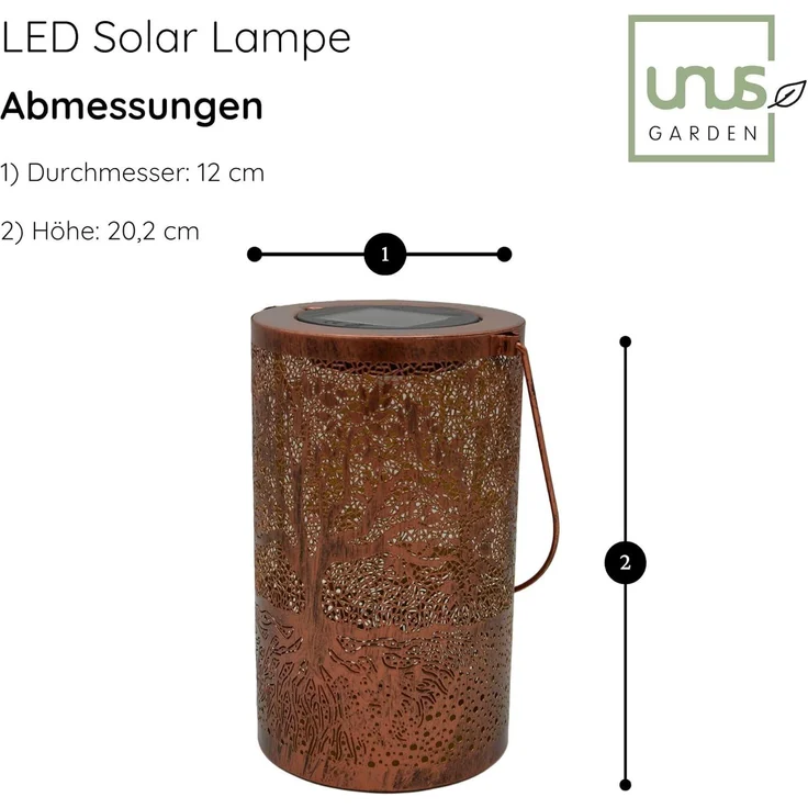 UNUS GARDEN LED Solarleuchte Solar-Laterne, Lichteffekt Metall Solar Laterne Solarlampe Solarleuchte Gartenleuchte – Bild 6