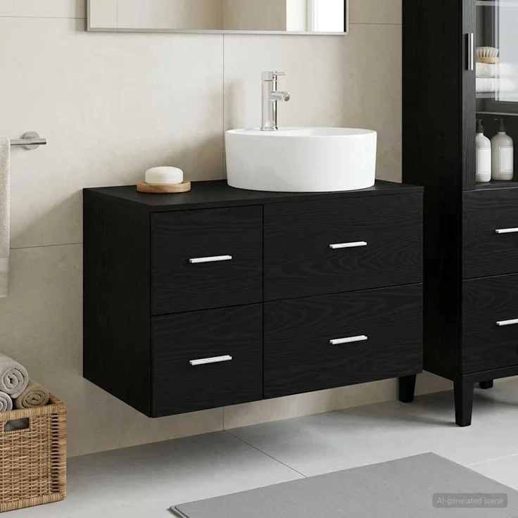 vidaXL Badezimmerschrank-Set 2 stk. Schwarze Eiche 79,5 x 44,5 x 82 cm 3403985 – Bild 1
