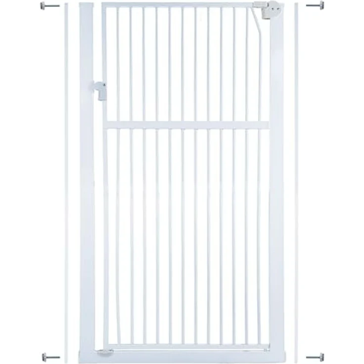 RAMROXX Treppenschutzgitter, für 75-85cm Durchgang, 142 cm Hoch, Metall Weiß – Bild 2