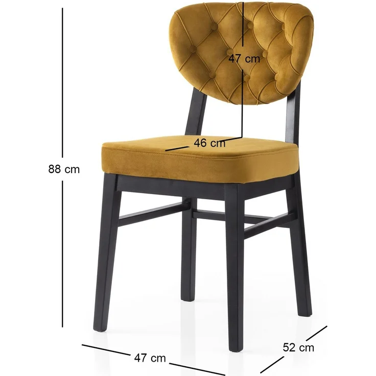 Skye Decor 'Elma - 777 V2' Stuhlset (2-teilig), Schwarz / Senfgelb, 47 x 88 x 52 cm – Bild 4