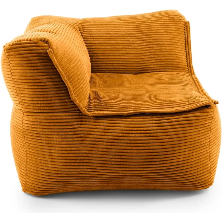 Lumaland Sitzsack-Sofa, Polyester, Eckteil, Cord - Senfgelb, 70 x 81 x 81 cm