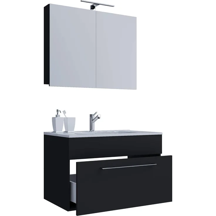 VCM Badmöbel Waschtisch Badinos 914815 Schwarz H. 109 x B. 60 x T. 46 cm