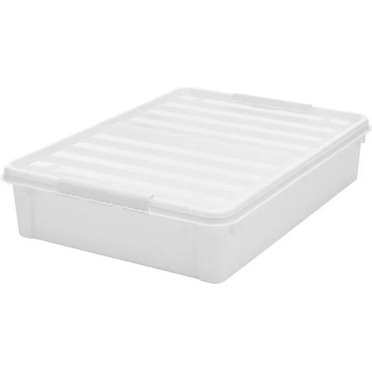 SmartStore Bettroller 60L mit Deckel und Rollen, transparent weiss – Bild 4