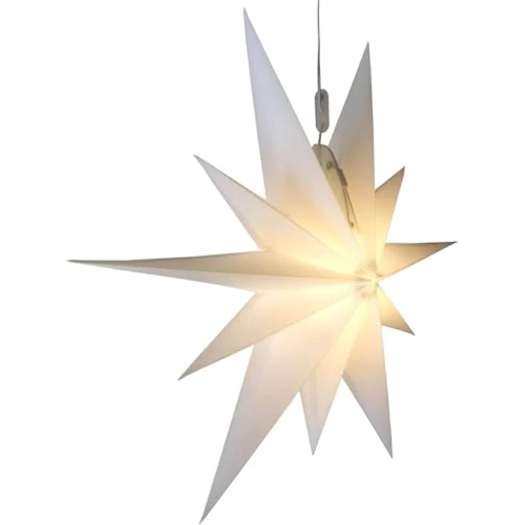 Gartenpirat 2D Leuchtender Weihnachtsstern weiß Ø 50 cm mit 11 Zacken Timer-Funktion Faltstern mit LED-Birne warmweiß Weihnachtsdeko außen innen – Bild 3