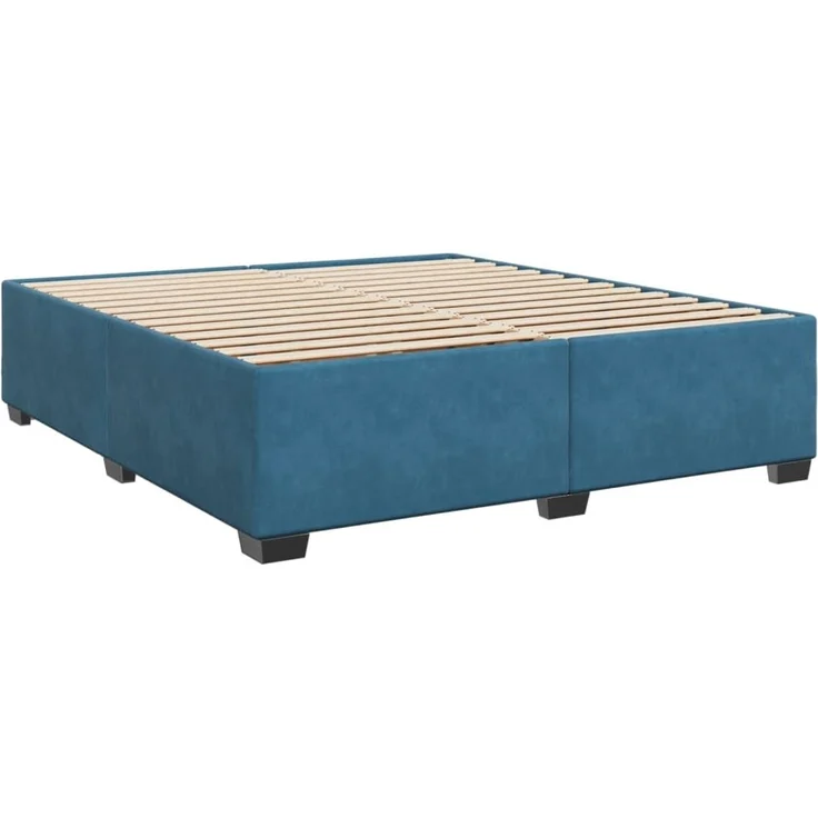 vidaXL Boxspringbett mit Matratze Blau 200x200 cm Samt 3288700 – Bild 4