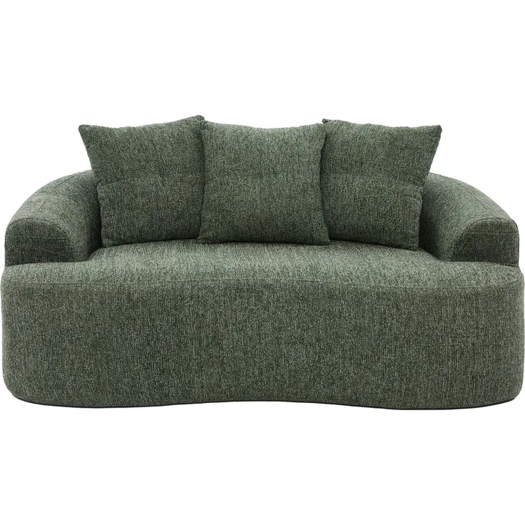 LVHOM 2-Sitzer Sofa mit 3 Kissen, Cloud Sofa mit komprimiertem Design, kein Aufbau erforderlich, Doppelsofa aus Chenille, Grün