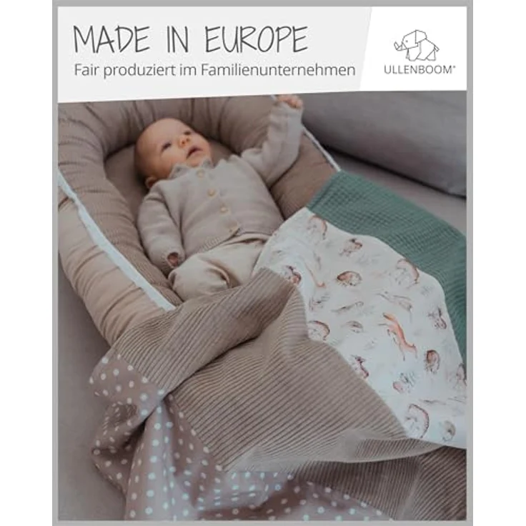ULLENBOOM Babydecke 70x100 cm, Waldfreunde (Made in EU) - Aus Baumwolle & flauschigem Fleece (OEKO-TEX Standard), Baby Decke Neugeborenen, ideal als Kinderwagendecke oder Kuscheldecke – Bild 5