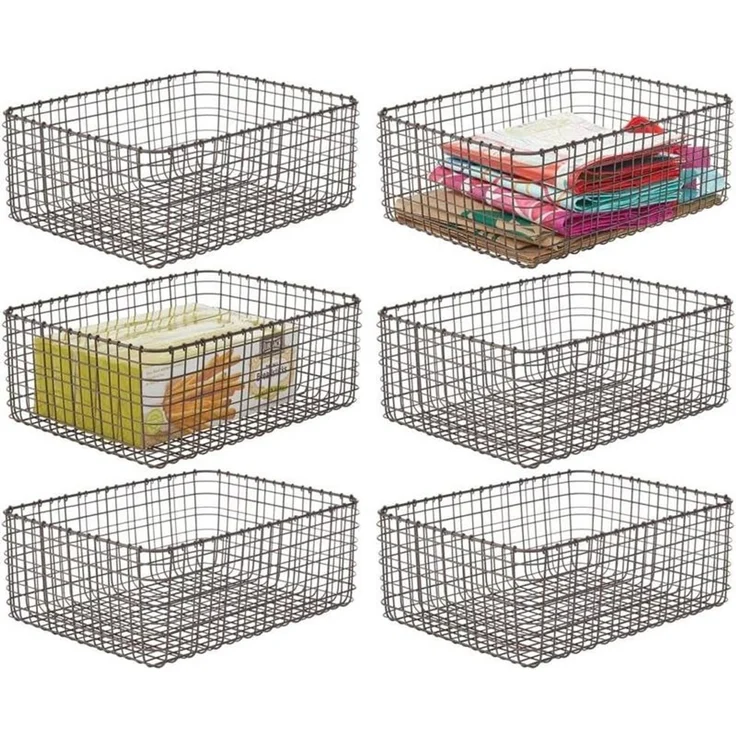 mDesign Allzweckkorb Aufbewahrung Drahtkorb Organizer 6er-Set Metall Bronze – Bild 9