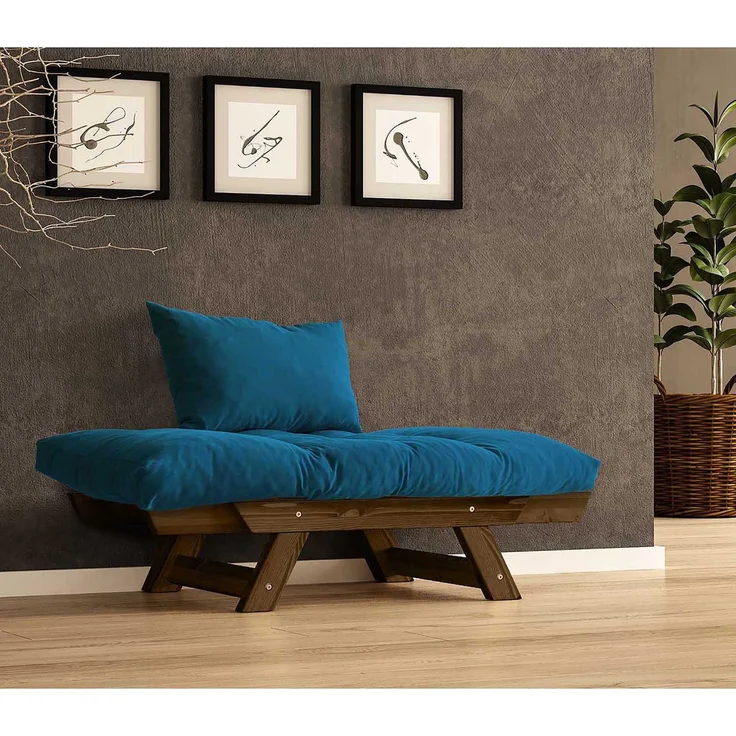 Skye Decor 'CPT8136-140' Garten-Sessel, Walnuss / Blau, 108-140 x 75 cm – Bild 3