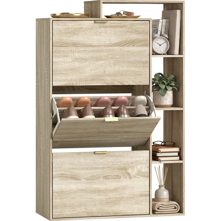 HOMCOM Schuhschrank, MDF, Naturholz, 80 x 25 x 123,8 cm – Bild 1