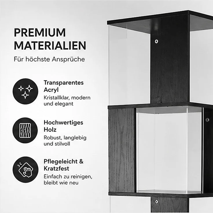 Home Nature Wohnkonzept Bücherregal/Eckregal mit 5 Ebenen für Wohnzimmer, Schlafzimmer und Home Office im Industrial Design, Schwarz, 159 × 50 × 50 cm – Bild 5