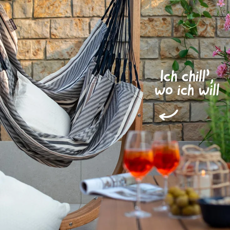 La Siesta 'Udine Organic Zebra' Hängesessel, beige, Bio-Baumwolle mit Eucalyptus-Gestell, 115 x 180 x 125 cm – Bild 5