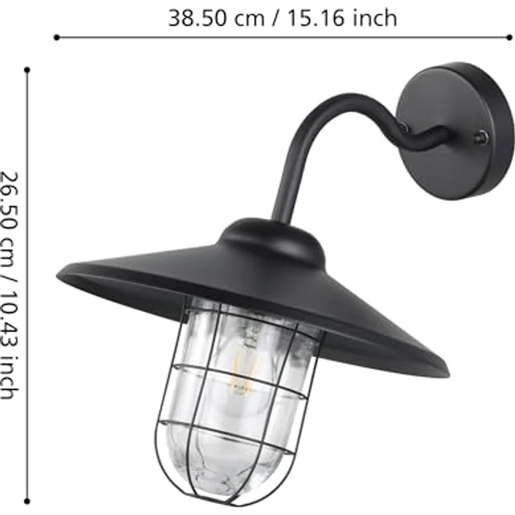 Eglo 94792 Aussenleuchte Wandleuchte 1-flammig E27 SCHWARZ MELGOA – Bild 5