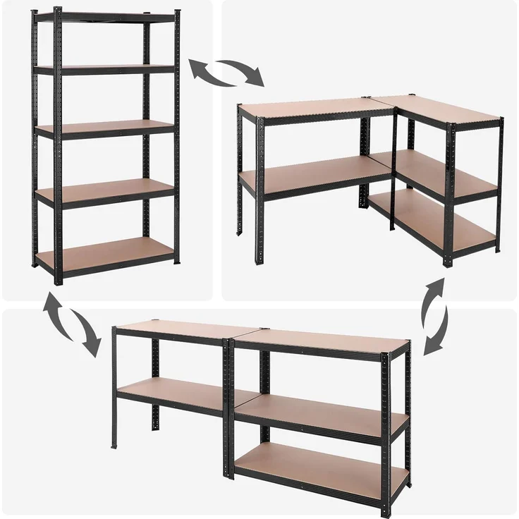 Songmics Lagerregal mit 5 Regalböden, 180 x 90 x 40cm, bis 875 kg belastbar (175 kg pro Ablage), Schwerlastregal mit verstellbaren Ablagen, verstärktes Stahlgestell, Schwarz – Bild 6