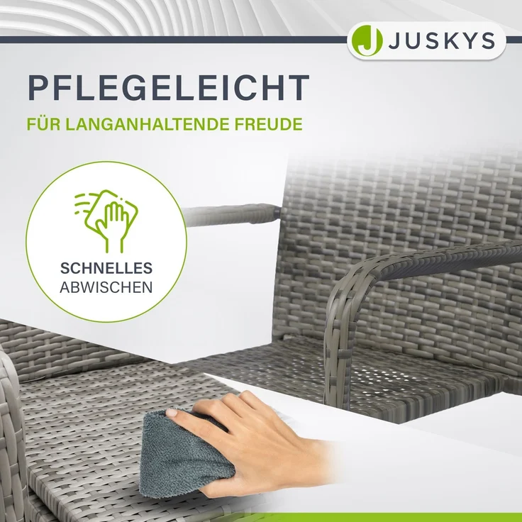 Juskys Polyrattan Gartenstühle Yoro 6er Set - mit Armlehnen & Rückenlehne - 6 Stühle stapelbar - Rattan Stuhl Garten - Stapelstuhl Grau-meliert – Bild 8