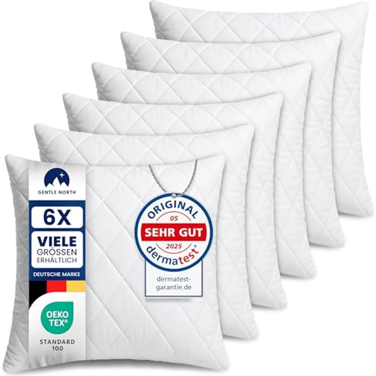 Gentle North Kopfkissen (30x30 cm groß) - 6er Set Kissen für Bett und als Dekokissen - Mit Reißverschluss für Füllung - Sofakissen - Zierkissen für Couch und Sofa - Ökotex - Waschbar bis 60° - Weiß – Bild 2