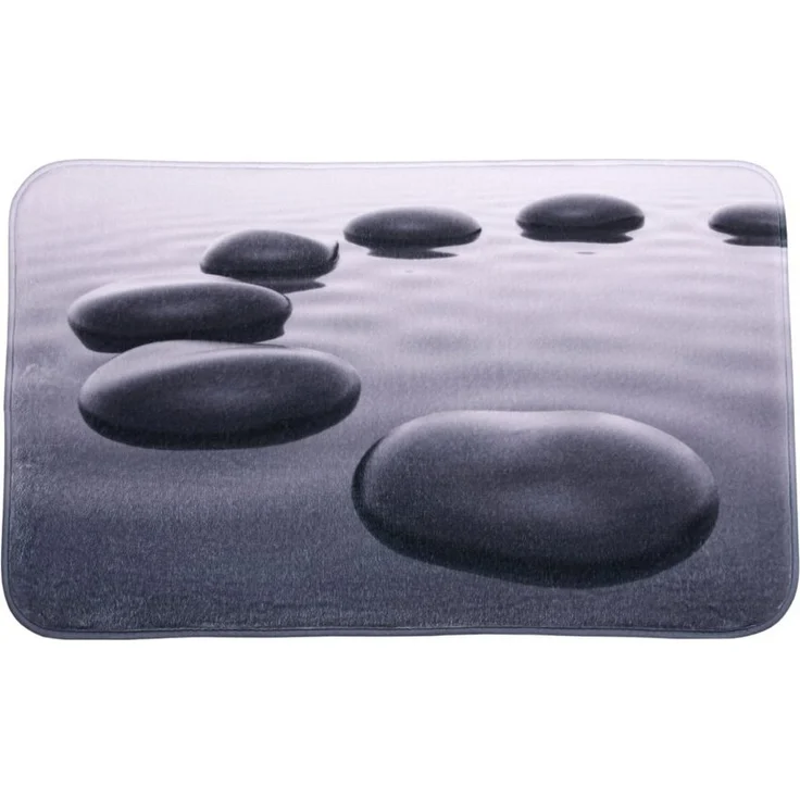 Sanilo Badematte Black Stones, rutschhemmend, waschbar, schnelltrocknend, Polyester, rechteckig, sehr weich, hochwertig & modern, 50 x 80 cm oder 70 x 110 cm – Bild 1