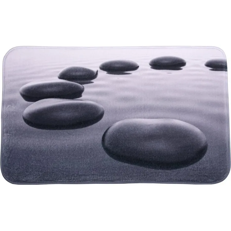 Sanilo Badematte Black Stones, rutschhemmend, waschbar, schnelltrocknend, Polyester, rechteckig, sehr weich, hochwertig & modern, 50 x 80 cm oder 70 x 110 cm
