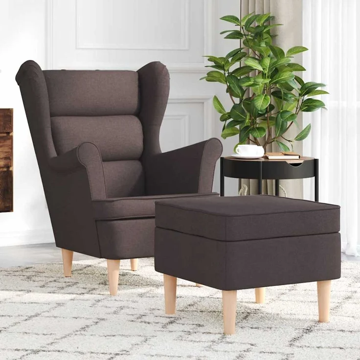 vidaXL Sessel mit Fußhocker Dunkelbraun Stoff 3307993 – Bild 1