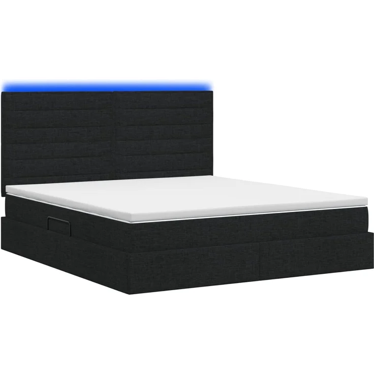 vidaXL LED-Speicherbett mit Matratze Schwarz 160x200 cm Stoff 3459893 – Bild 7