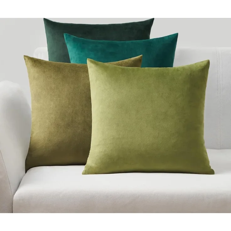 Topfinel Kissenbezug 40x40 Samt 4er Set grün Sofakissen Zierkissen deco 40x40cm