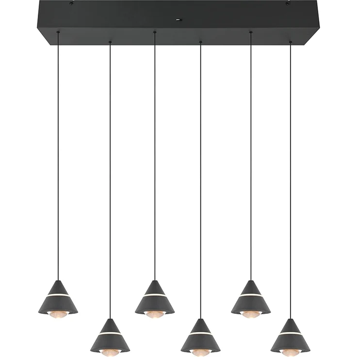 LED Pendelleuchte ROMEO höhenverstellbar, 6-flammig Schwarz, Breite 75cm – Bild 2