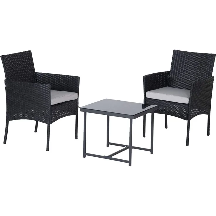 Happy Garden Lounge, Polyrattan, Schwarz, L