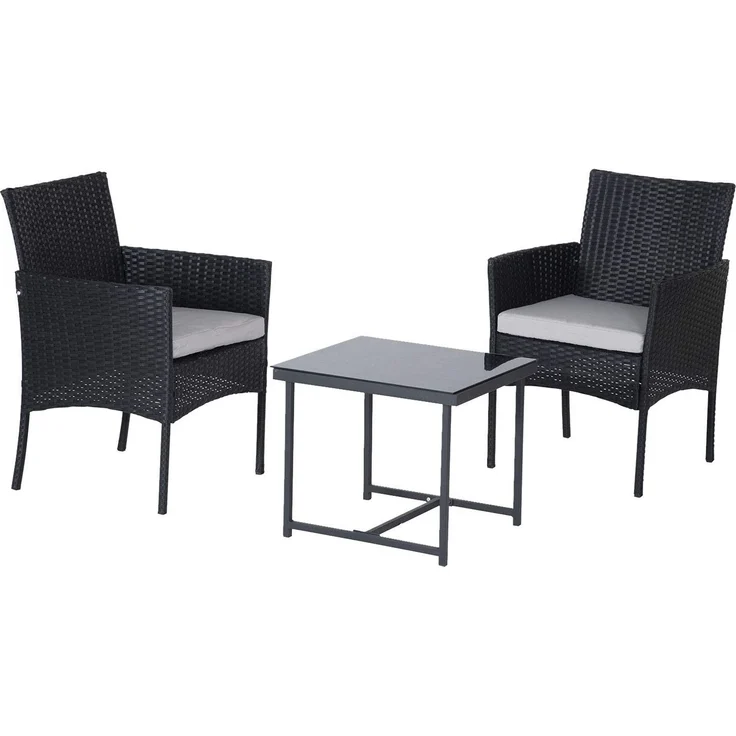 Happy Garden Lounge, Polyrattan, Schwarz, L