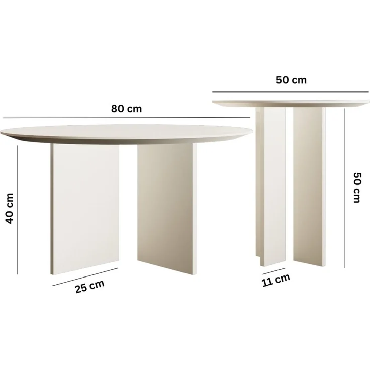 Skye Decor 'Leo (45 + 42) - Cream' Couchtisch-Set, Creme, 80 x 42 x 80 cm – Bild 5