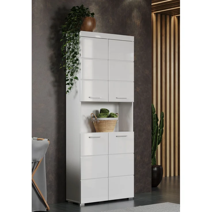 Trendteam 'Amanda' Hochschrank, Holz, Weiß Hochglanz, 190 x 31 x 73 cm – Bild 7