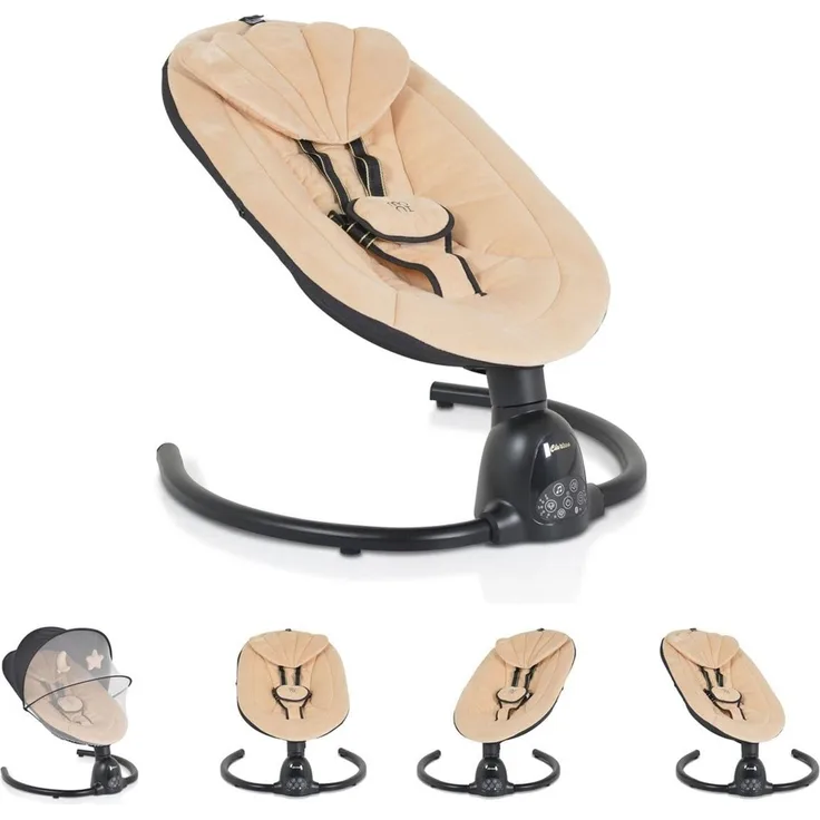 Moni Babywippe Clarissa elektrisch Moskitonetz Fernbedienung Musikfunktion Timer beige