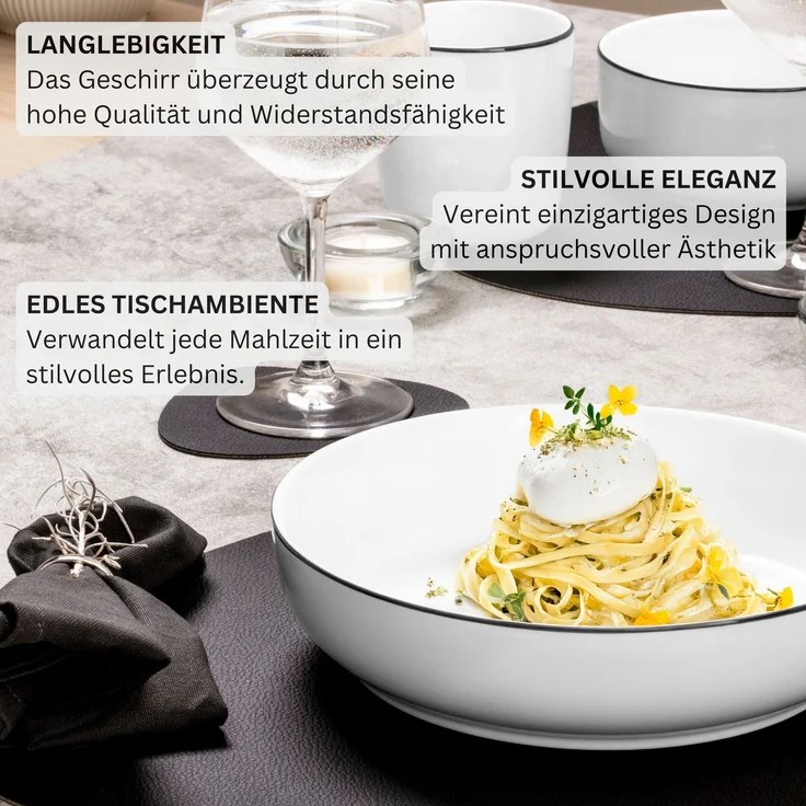 SÄNGER Porzellan Pastaschalen Marlo Black Rim 6-teilig für 6 Personen – Bild 5